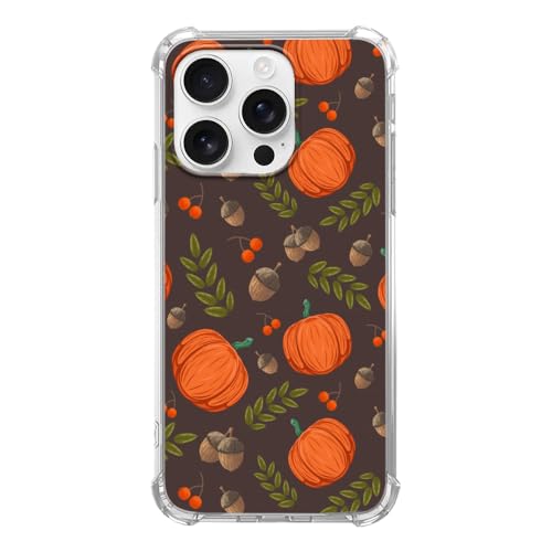 Coque iPhone 16 Pro antichoc citrouilles feuilles TPU
