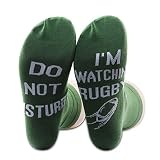 PXTIDY 2 Pairs Rugby Lover Gift Novelty Crew Socks Do Not Disturb I’m Watching Rugby Sock Rugby Ball Novelty...