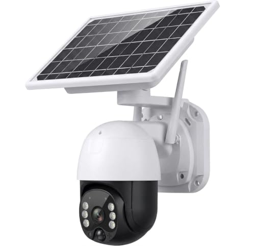 Image of HANUTECH 4G Solar PTZ Camera with 4G Surveillance and Security Features Includes Night Vision, PIR Detection and 4MP Fixed Lens with 5X Hybrid Zoom-1 Year Warranty