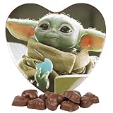 Star Wars Mandalorian Grogu Heart Box, Milk Chocolate Hearts Inside, Valentine's Day Candy Gift, Collectible Tin, 2.54 Ounces