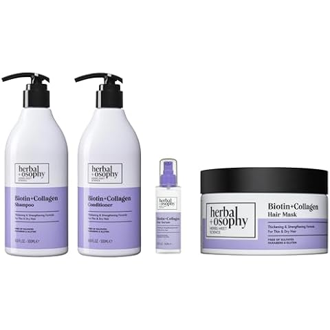 Herbalosophy Hair Growth Formula - Biotin & Collagen Shampoo and Conditioner Set with Serum and 8.5oz Hair Mask for Thin, Dry Hair Cover