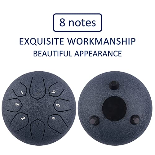 Steel Tongue Drum - 8 Notes 6 Inches - Percussion Instrument -Handpan Drum With Bag, Music Book, Mallets, Finger Picks (6'', Navy) #TOP1