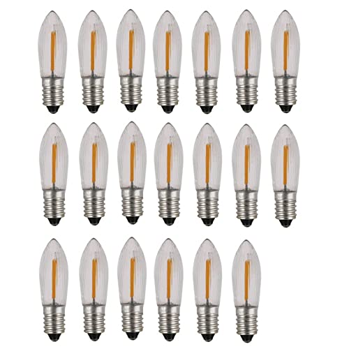 HEZHU 20x E10 COB LED Ersatzlampen Glühbirnen Topkerze Lichterkette 0.2W 14V-55V 2700K Cover