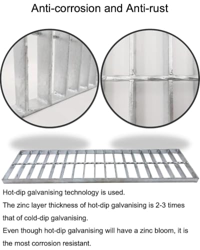 Image of Galvanized Steel Drain Grate, Driveway Channel Cover 24x6 in