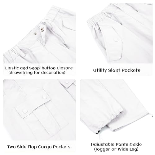 Image of Rolanko Parachute Pants for Girls Y2K Cargo Trousers with Pockets Harajuku Jogger Pants Kids 4-14 Years