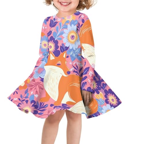Long Sleeve Soft Comfy Casual Fall Dress for Girls Cute Graphic Print Fit and Flare A Line Party Spring Dresses3