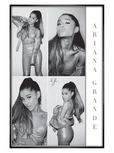 Ariana Grande Black and White Maxi Poster - Black Gloss Framed