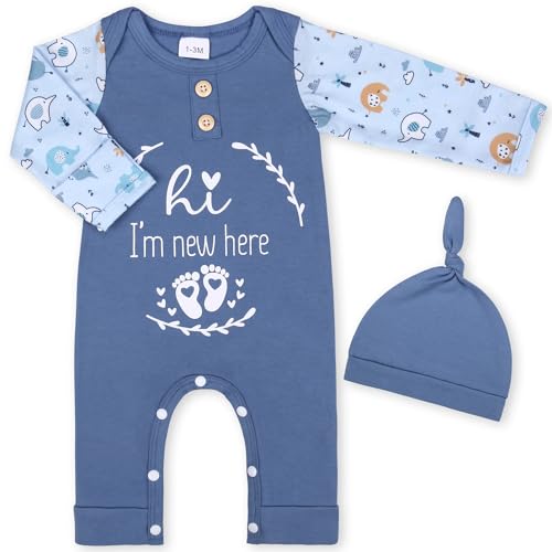 Image of MVUOCR Baby One-Piece Rompers Infant Boys Girls Clothes Set Ribbed Long Sleeve Bodysuit Button Cute Newborn Outfits