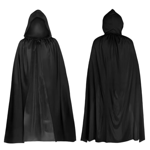 GWAWG Halloween Hooded Cape Kids Unisex Long Black Hooded Cl