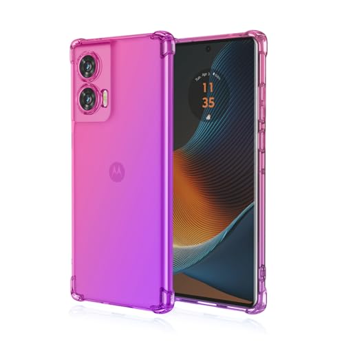 Case for Motorola Edge 50 Fusion Case Camera Protection Transparent Airbag Anti-fall Case Colourful Protective Anti-Shock Soft Anti-Scratch Girl Cover Motorola Edge 50 Fusion (Pink Purple)