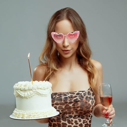 Birthday Sunglasses for Girls - Pink 'Birthday Bitch' Shiny Bling Diamond Pearl Glasses for Girls Women Birthday Party Supplies4