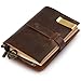 Classic Genuine Leather Notebook,Refillable Pages Leather Journal,Pocket Size,Handmade Cute Travelers Writing Small Notebook,Graduation Gifts (Brown)