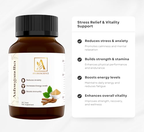Image of Ashwagandha 500mg Tablets - 120 Tablets | AYUSH Approved High Potency Root Extract | Supports Stress Reduction, Energy, Strength & Vitality | Ayurvedic Supplement for Men & Women