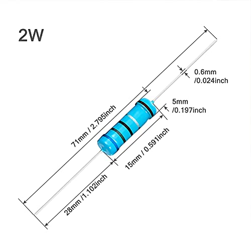 Chanzon 29 Values 2W 1R-1Mr Ω Ohm Metal Film Fixed Resistor Kit 150Pcs ±1% Tolerance 0.01 Mf Through Hole Resistors Assortment Current Limiting Rohs Certificated #TOP2