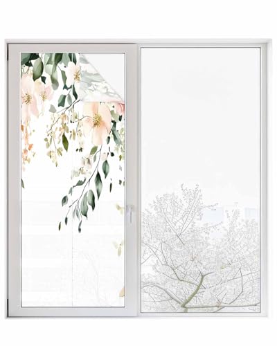 Window Privacy Film, Sage Green Eucalyptus Stained Glass Window Film