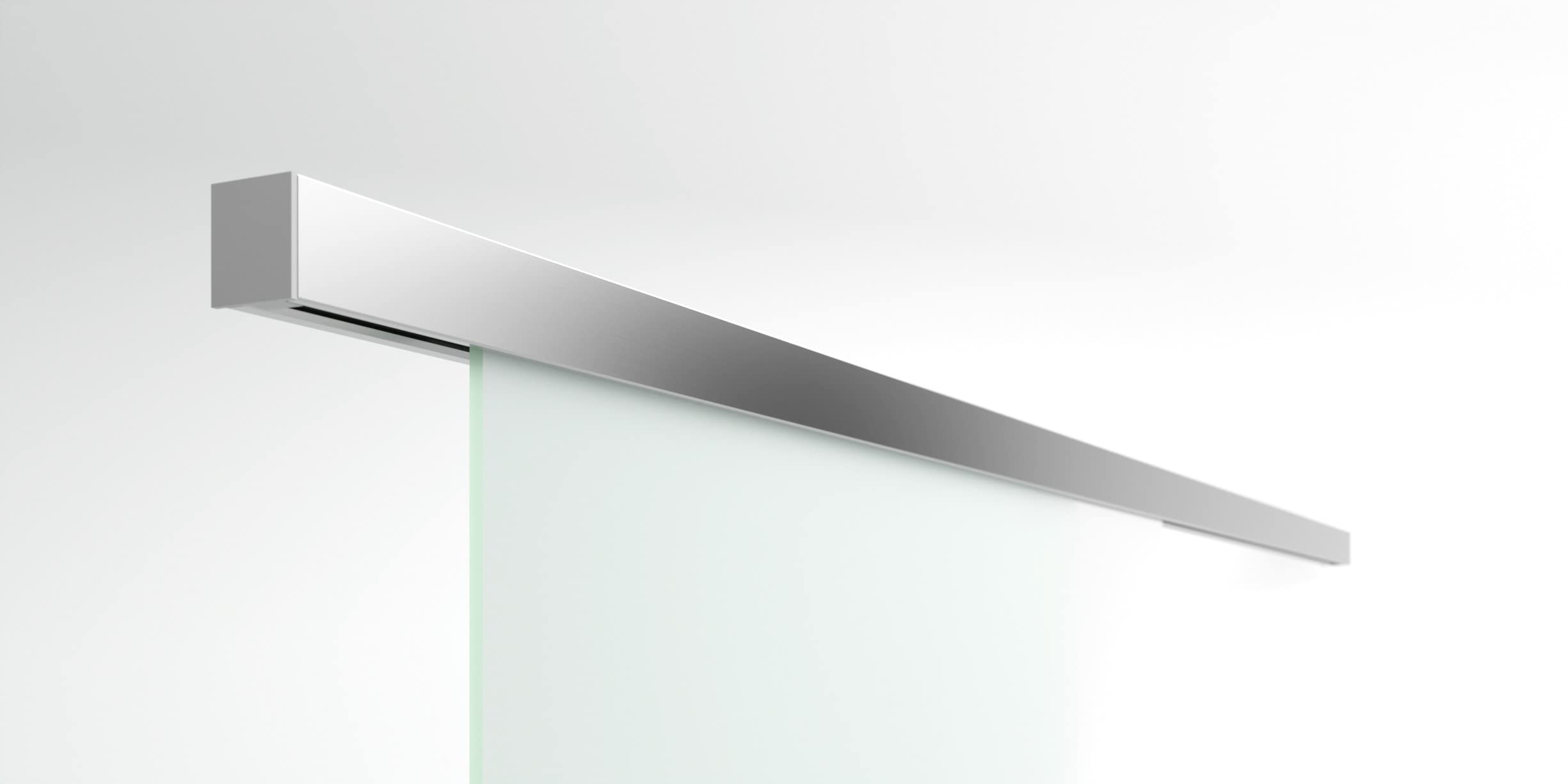 M6-900-420EGE Wandseitig flach (900x2050, Soft-Stop Slimline Alu-Schinensystem mit Griffstange(zylindrisch) 420mm Einseitig wandseitig flach)