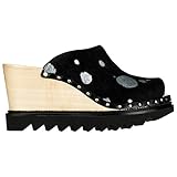 Berkemann Damen Holz Pantolette narrow Fußbett: nicht herausnehmbar 8,5 silber/schwarz Kuhfell