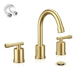 Phiestina Brushed Gold Widespread 8 Inch Bathroom Faucet，3 Holes 2 Handles...