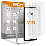 REY Pack 3X Pellicola salvaschermo e Cover Anti-Shock per TCL 60 5G - 60R, Vetro temperato e Silicone TPU ad Alta Resistenza