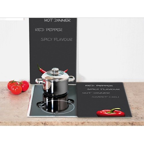 Kesper 3652513 Multi-Glasschneideplatte, 2-er Pack, Motiv: Chili, Maße: 52 x 30 x 1.2 cm - Juypal 365256 Kesper 3652513 Multi-Glasschneideplatte, 2-er Pack, Motiv: Chili, Maße: 52 x 30 x 1.2 cm
