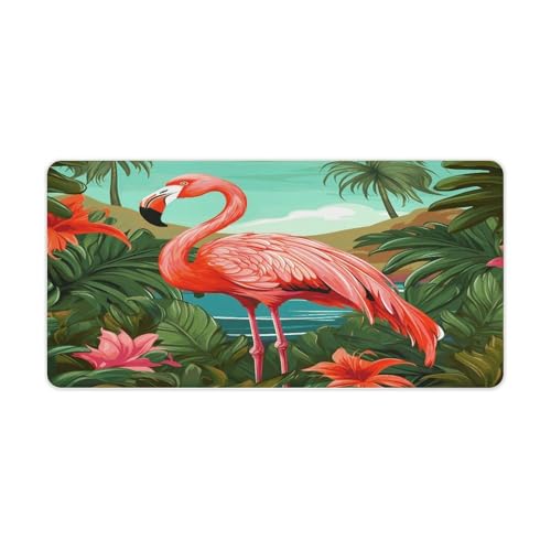 Tropical Flamingo Desk Pad con base de goma, grande, para juegos