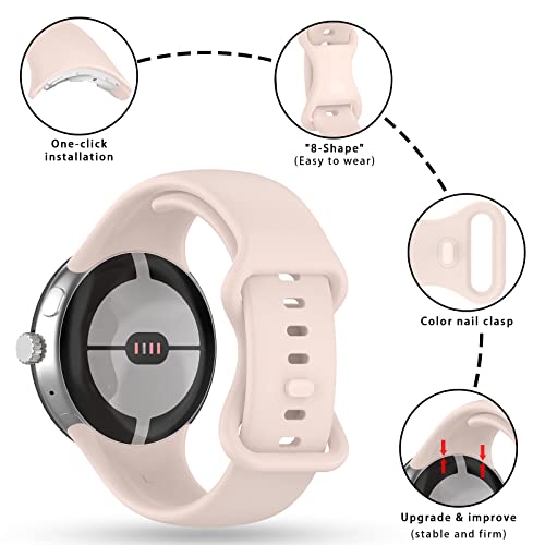 Image of Band Compatible with Google Pixel Watch Soft Silicone Sport Watch Bands Replacement Watch Strap Bracelet for Google Pixel Watch Smartwatch Accessories