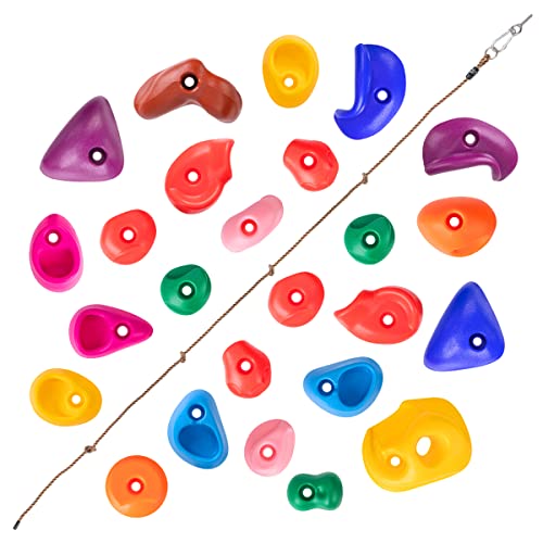 SEKKVY 25 Rock Wall Climbing Holds for Kids, Climbing Rocks for Indoor Outdoor Play Set, Rock Wall Hand Holds Kit with 2 Inch Mounting Hardware