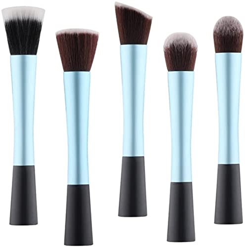 Pinceles de maquillaje 5 piezas grandes pinceles de maquillaje conjunto polvo base difuminador sombra de ojos pincel maquillaje herramientas de maquillaje (color azul, tamaño: 5 piezas)