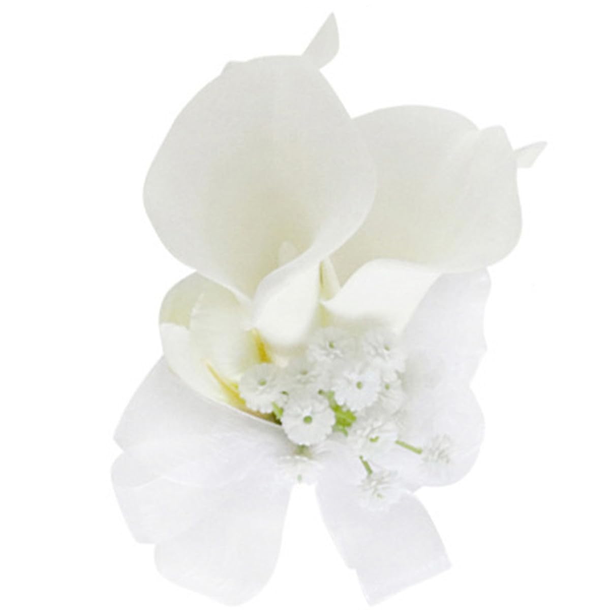 Fouriding Artificial White Calla Lily Wrist flowers for Wedding Groom Best Man Bride Bridesmaid Corsage Suit for Wedding Party Prom Event Ceremony Anniversary