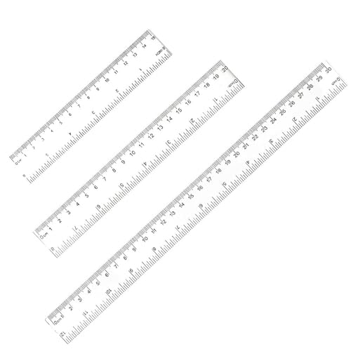 プラスチック透明定規 15cm 20cm 30cmスケール 学習用 測定ツール メートル法 インチ目盛り 下線引き ブックマーク 便利な文房具 3個セット