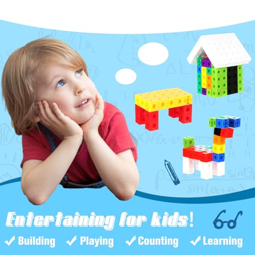 Image of Jenaai 500 Pcs Math Learning Linking Cube with Storage Container Counting Cubes, Colorful Plastic Counting Blocks, Manipulatives Classroom Learning Supplies for Educational(Orange)