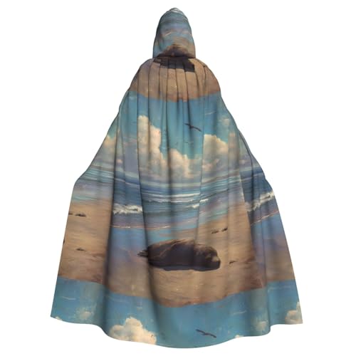 YYHWHJDE Sea Lions Ashore Stampe Halloween Adulto Mantello con Cappuccio Uomini E Donne Abbigliamento Mantello Gioco di Ruolo