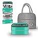 Lunchbox Bento Box Kinder Erwachsene Luftdichte Brotdose mit Isolierte Lunchtasche BPA Frei und Lebensmittelechte Essensbox Bentobox mit 2 Fächern (Grün)