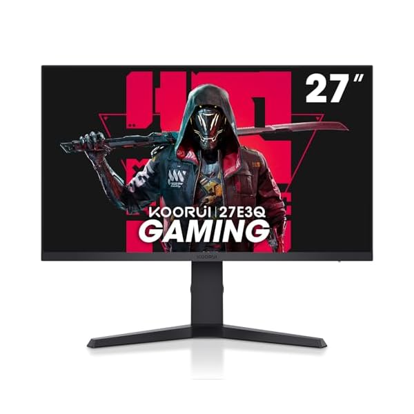 KOORUI 27-inch IPS Gaming Monitor 170Hz QHD(2560 x 1440p) 2K, 1ms, HDR400, Adaptive G-Sync, FreeSync Premium, HDMI x 2, DisplayPort, Tilt Pivot Swivel Vertical Height Adjustable, 27E3Q