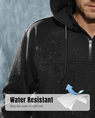 HISEA Men's Fleece Work Hoodies, Water Resistant Hooded Sweatshirt, Heavyweight Quarter Zip Winter Insulated Pullover3