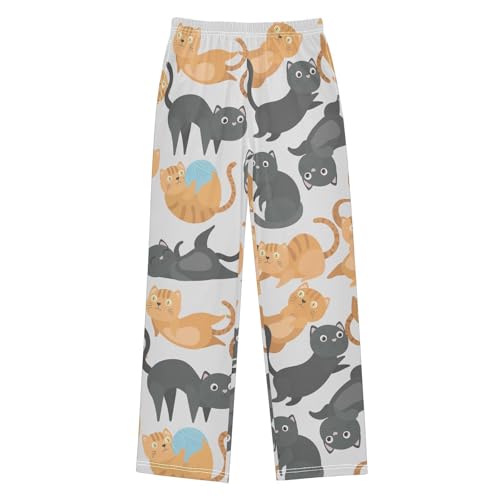 Boys' Pants Cute Cats Black Brown Long Bottoms Jogger Pants Elastic Waist Trousers with Pockets S-XL