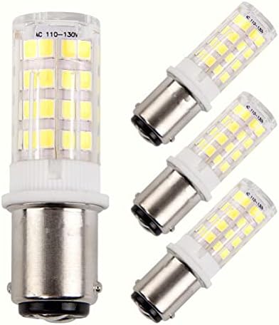 HRYSPN BA15D Double Bayonet Sewing Machine LED Light Bulb 5 Watt Daylight White 6000K Non-dimmable AC110V-130V (Pack of 4)