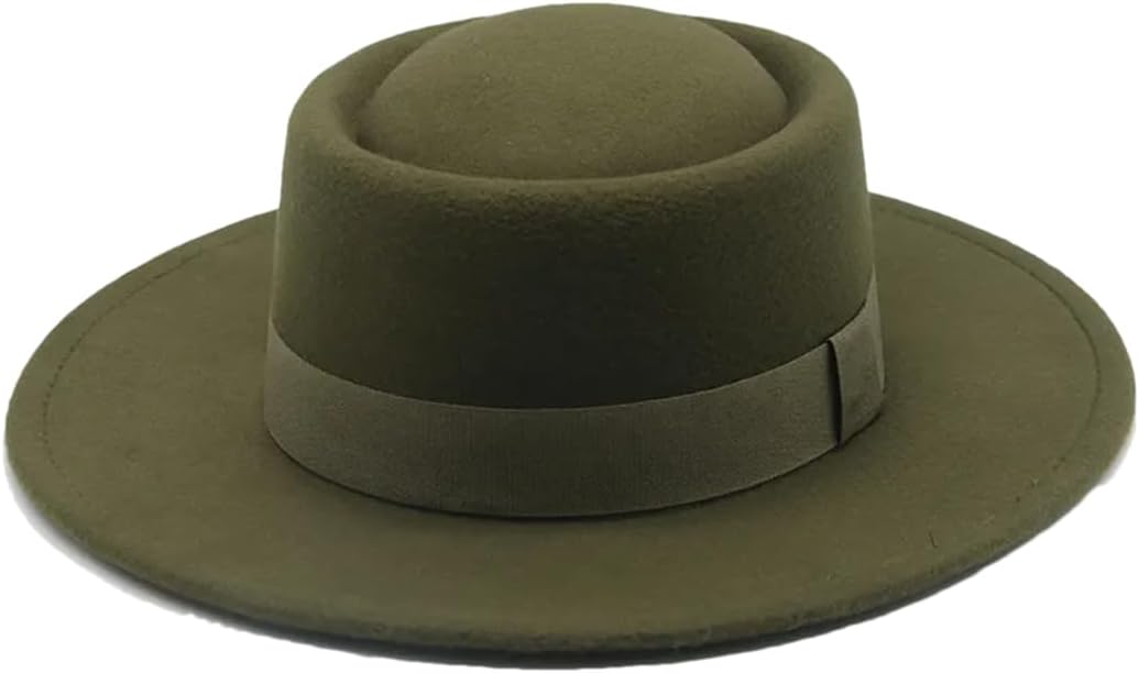 Fedoras Women Hats Ribbon Band Belt Formal Hat Wide Brim Pork Pie Hat Sombreros 2 56-58cm