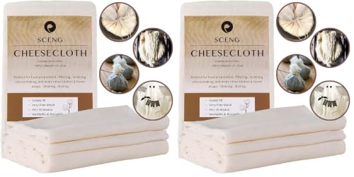 Image of Cheesecloth, Grade 90, 36 Sq Feet, Reusable, 100% Unbleached Cotton Fabric, Ultra Fine Cheese Cloth for Cooking - Nut Milk Bag, Strainer, Filter (Grade 90-4Yards) (Pack of 2)