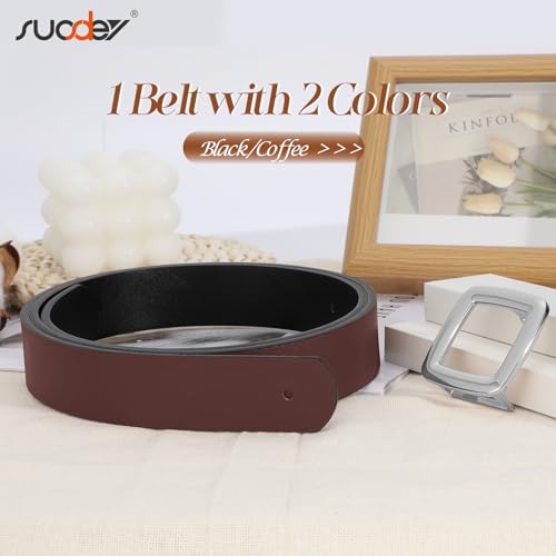 SUOSDEY Women Reversible Leather Belt Two Color-in-One Square Buckle Fashion Belt for Jeans Pants Dresses Coat2