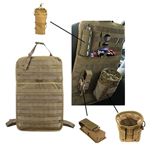 Gocher Molle Car Seat Organizer Voertuigstoel Rugleuning Opberghoes Mat Protector (TAN)
