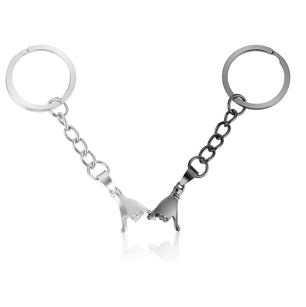 Maonativey Black 2Pcs Pinky Promise Keychain Set, Couples Matching Keyrings For Anniversaries, Valentine’s Day & Weddings Funny Gesture Key Rings For Girlfriend, Boyfriend, Best Friends