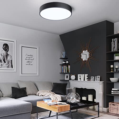 12 Inch Led Flush Mount Ceiling Light Fixtures,24W Matte Black Round Ceiling Lamp,3 Color Temperatures（3500K/4000K/6500K Close To Ceiling Light For Hallway,Kitchen,Bedroom,Living Room And Dining Room #TOP1