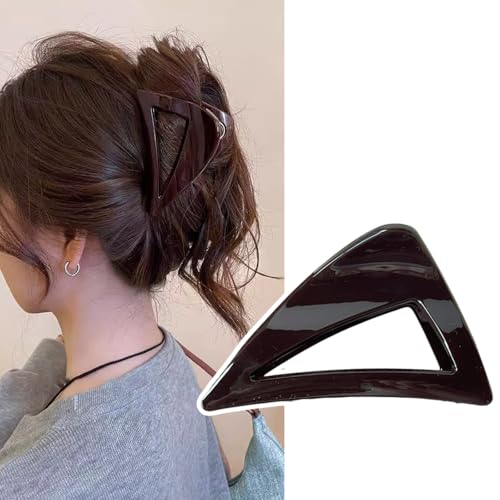 MILANA ヘアクリップ 大きめ 三角ヘアクリップ バレッタ バンスクリップ ヘアアクセサリー 大人向け 可愛い エレガント 軽い 強力 髪留め 髪飾り 韓国風 hair clip 髪留め 日常使用 入浴時に使用 結婚式 出掛け 母の日 オフィスプレゼント (チョコレート色)