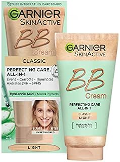 NEW & IMPROVED Garnier SkinActive Classic Perfecting All-in-1 BB Cream, Shade Classic Light, Tinted Moisturiser SPF 15, Brightens and Evens Skin, With Hyaluronic Acid Aloe & Mineral Pigments, 50 ml