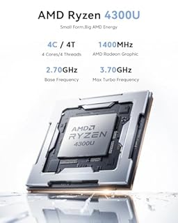 NiPoGi Pinova P1 Mini PC ΑΜD 4300U(Max 3.7GHz, 4C/4T, Migliore 3500U/N150/N97),16GB DDR4 256GB SSD Desktop Computer, Triplo Display DP 1.4+HDMI 2.0+USB3.2 Type-C 4K@60Hz/WiFi 5/BT4.2 Radeon Graphics