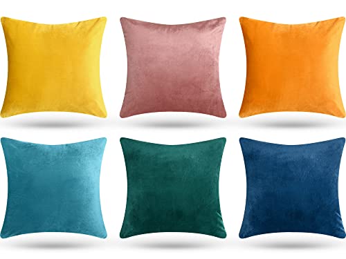 Remagr Pack of 6 Decorative Velvet Throw Pillow...