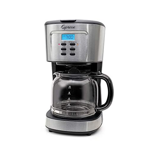 Capresso 12-Cup Coffee Maker with Glass Carafe, Stainless and Black 416.05
