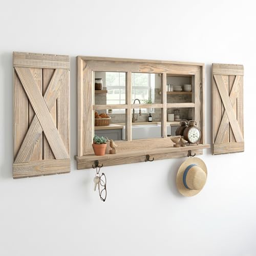 Besuerte Farmhouse Window Frame Wall Decor, Vintage Mirrors with 6