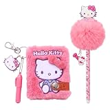 Hello Kitty Juego de Papelería para Niñas, Incluye Mini Cuaderno Boligrafo Pom Pom, Regalo para Niñas | Rosa